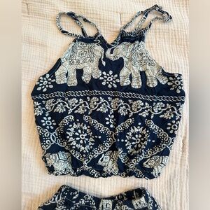 2-3t elephant thin airy jumpsuit set